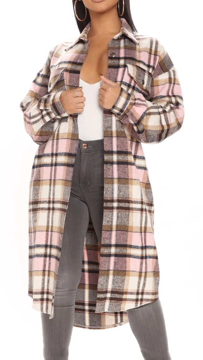 Fashion Nova Plaid Shacket - Size Large