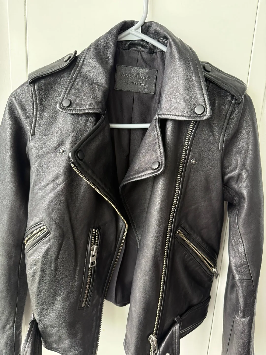 AllSaints Leather Biker Jacket, US 00 Women