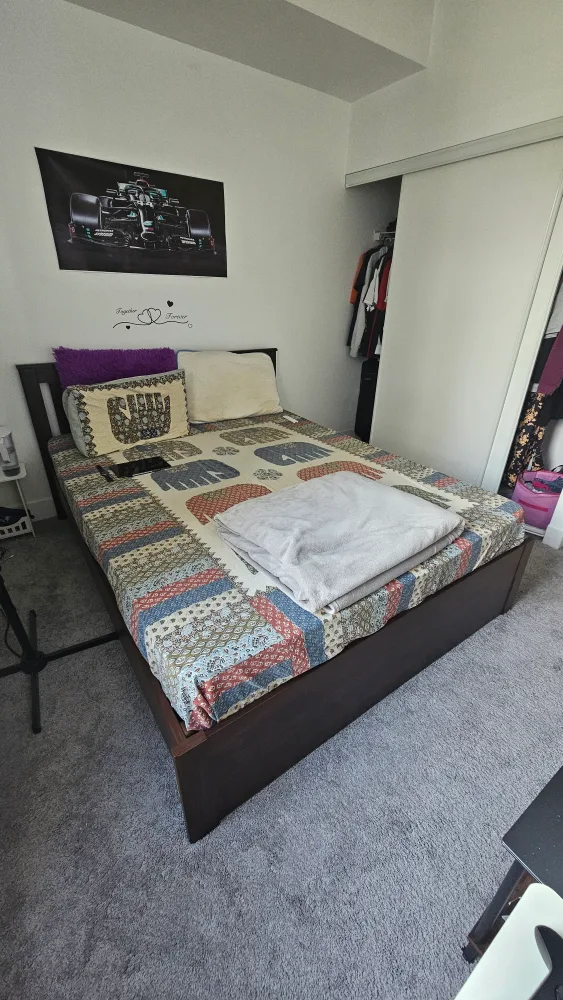 King size bed frame without mattress thumbnail
