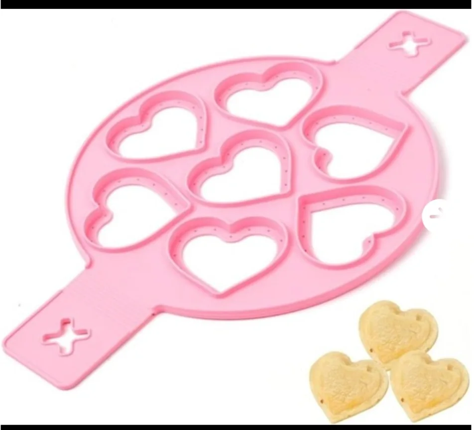 New Heart Shape Pancake Egg Pink Silicone Mold thumbnail