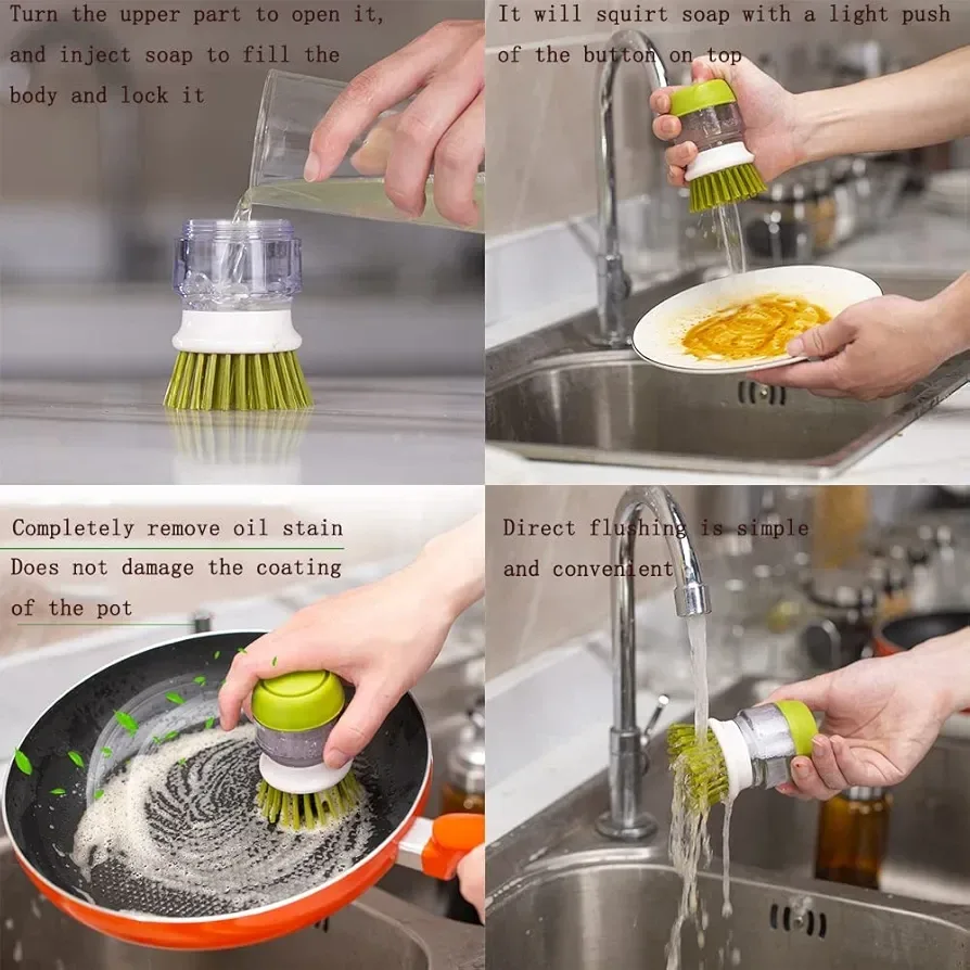 Dish Washing Brush with Soap Dispenser image indicator(8)