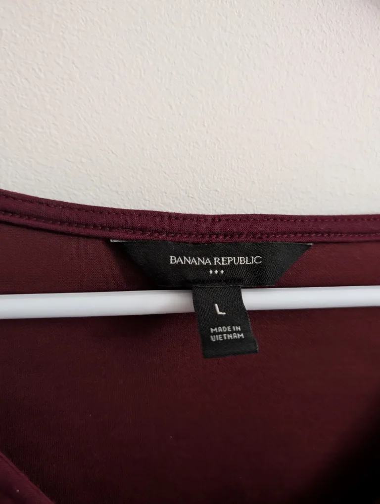 Banana Republic Burgundy Long Sleeve Top - Size L image indicator(2)
