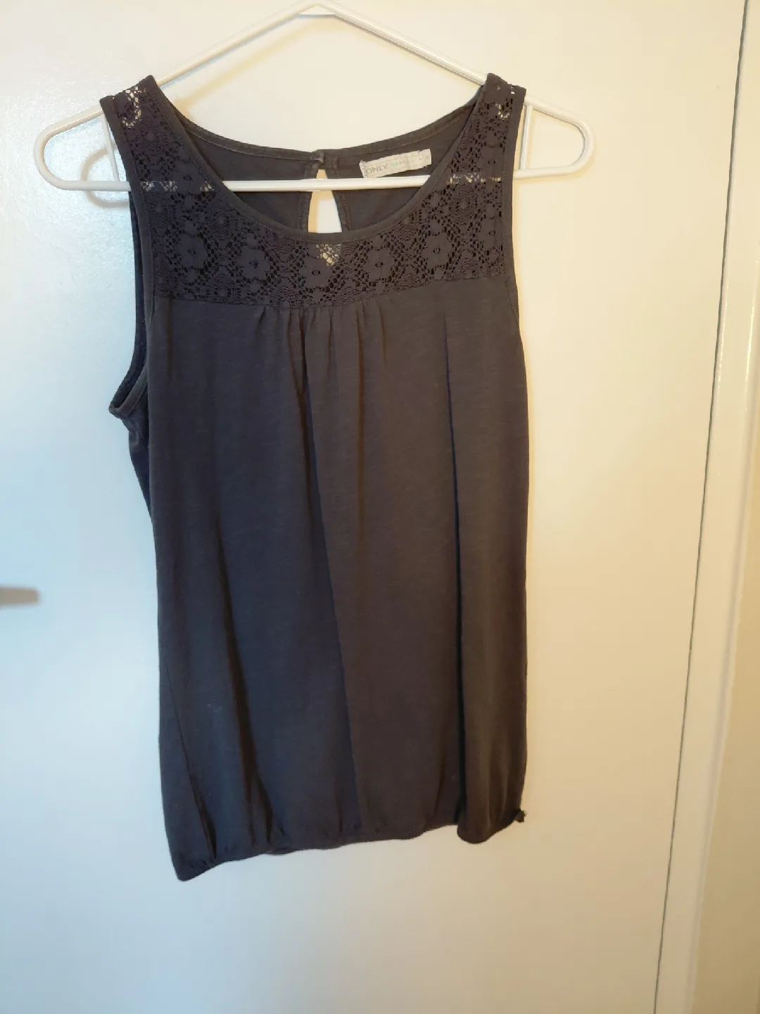 Grey Tank Top with Lace Detail - Size S thumbnail