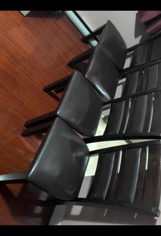 Set of 4 Brown Leather Dining Chairs like new thumbnail