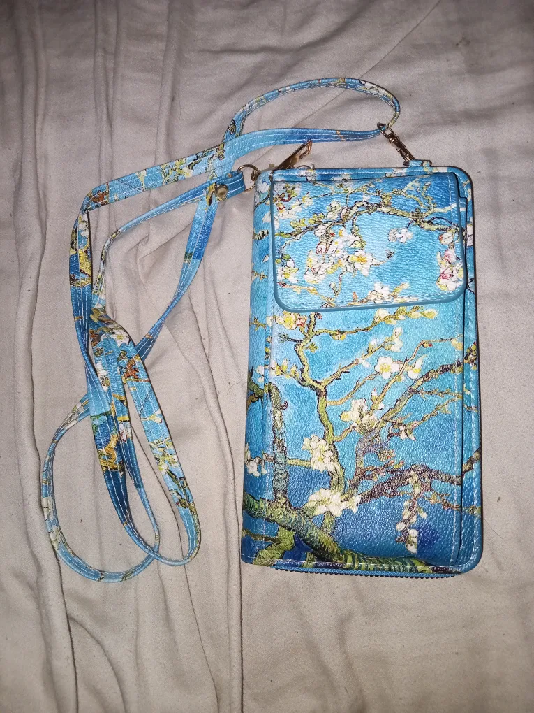 Van Gogh Almond Blossom Leather Cross Body Phone Bag/Wallet image indicator(2)