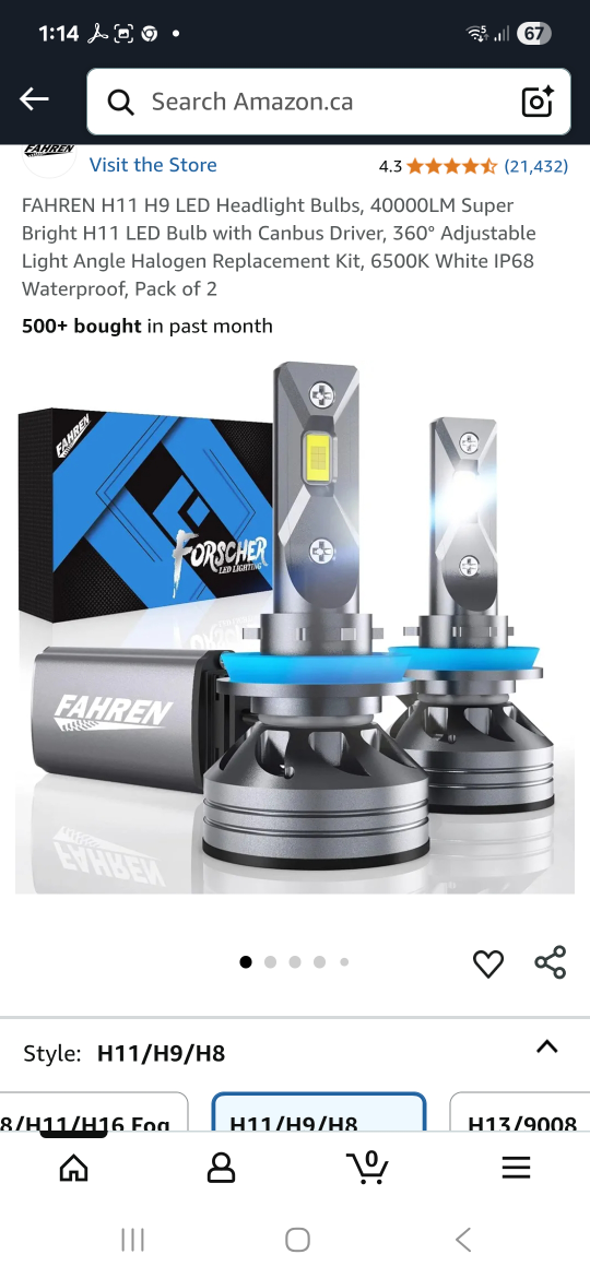 Fahren H11/H9/H8 LED Headlight Bulbs - New in Box!