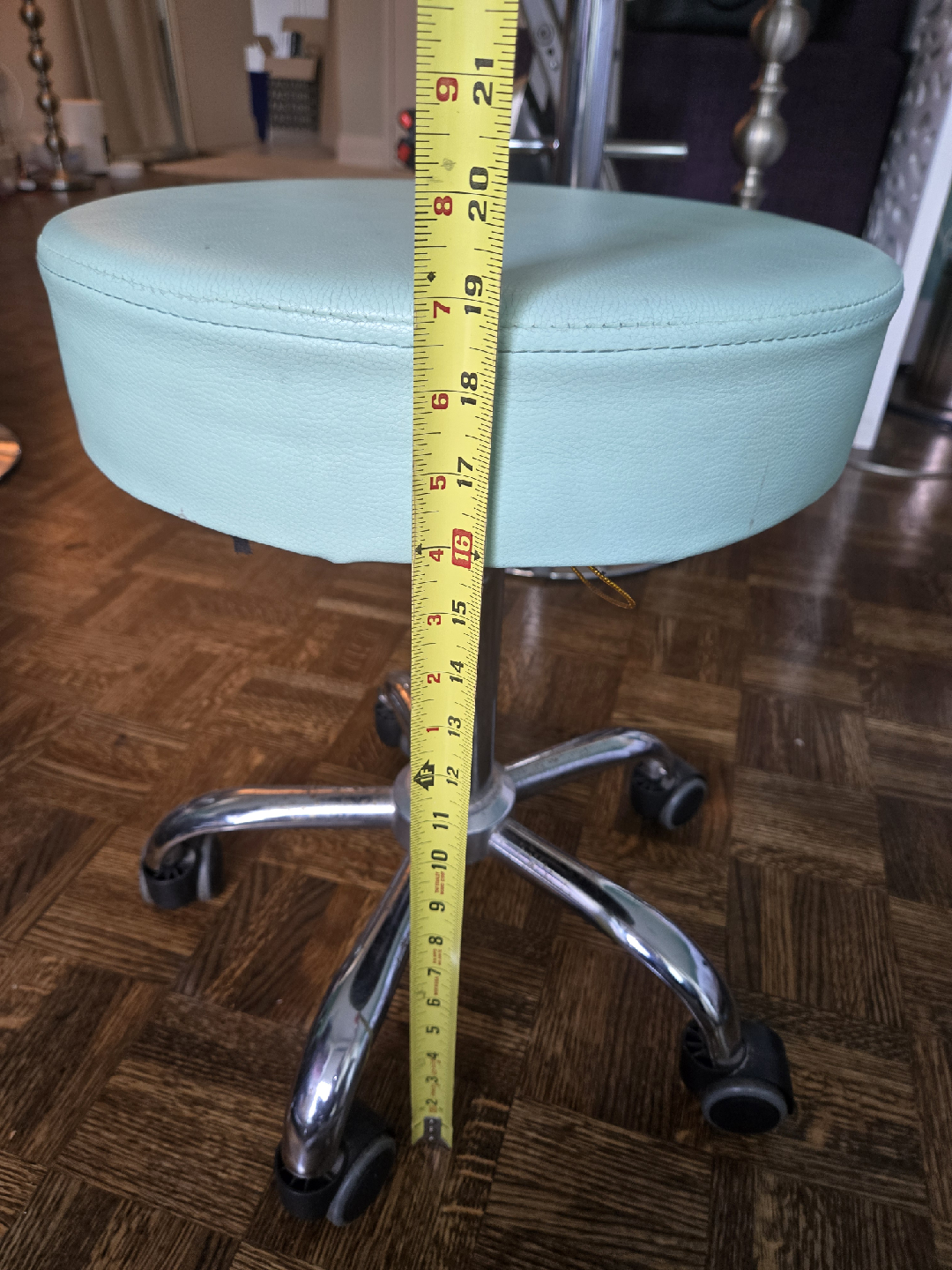 Mint Green Adjustable Rolling Stool - photo 5