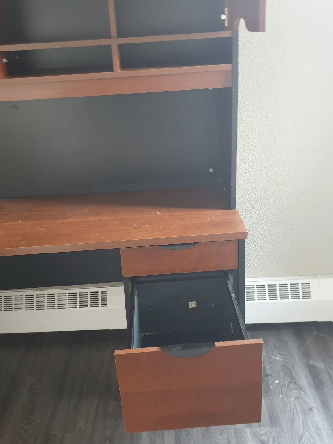 L-Shaped Desk with Hutch - Brown & Black - photo 2
