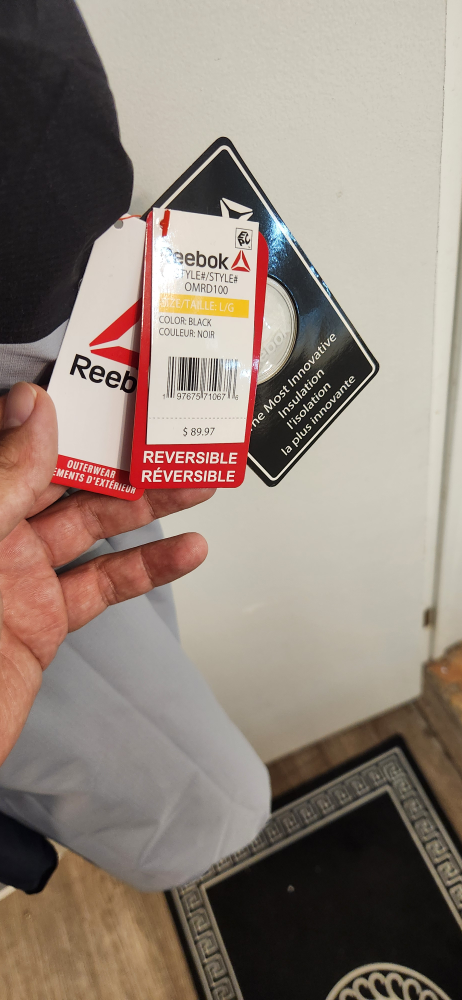 New Reebok Jacket, Black/Grey, Size L - photo 2