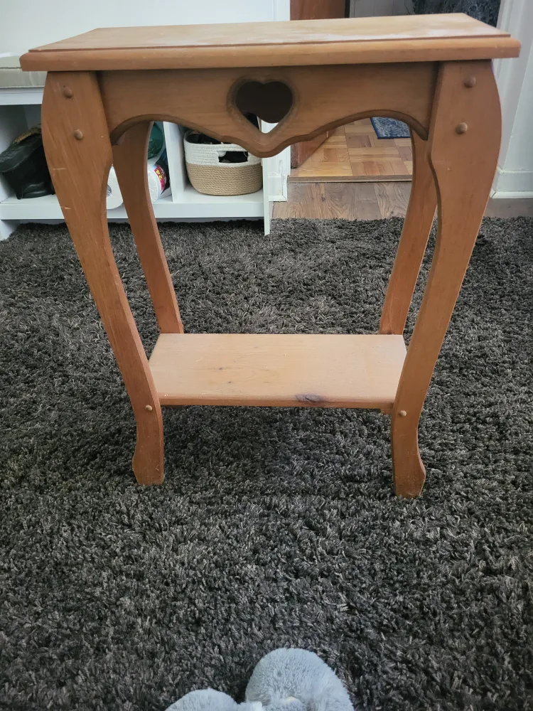 Wooden Side Table with Heart Cutout thumbnail