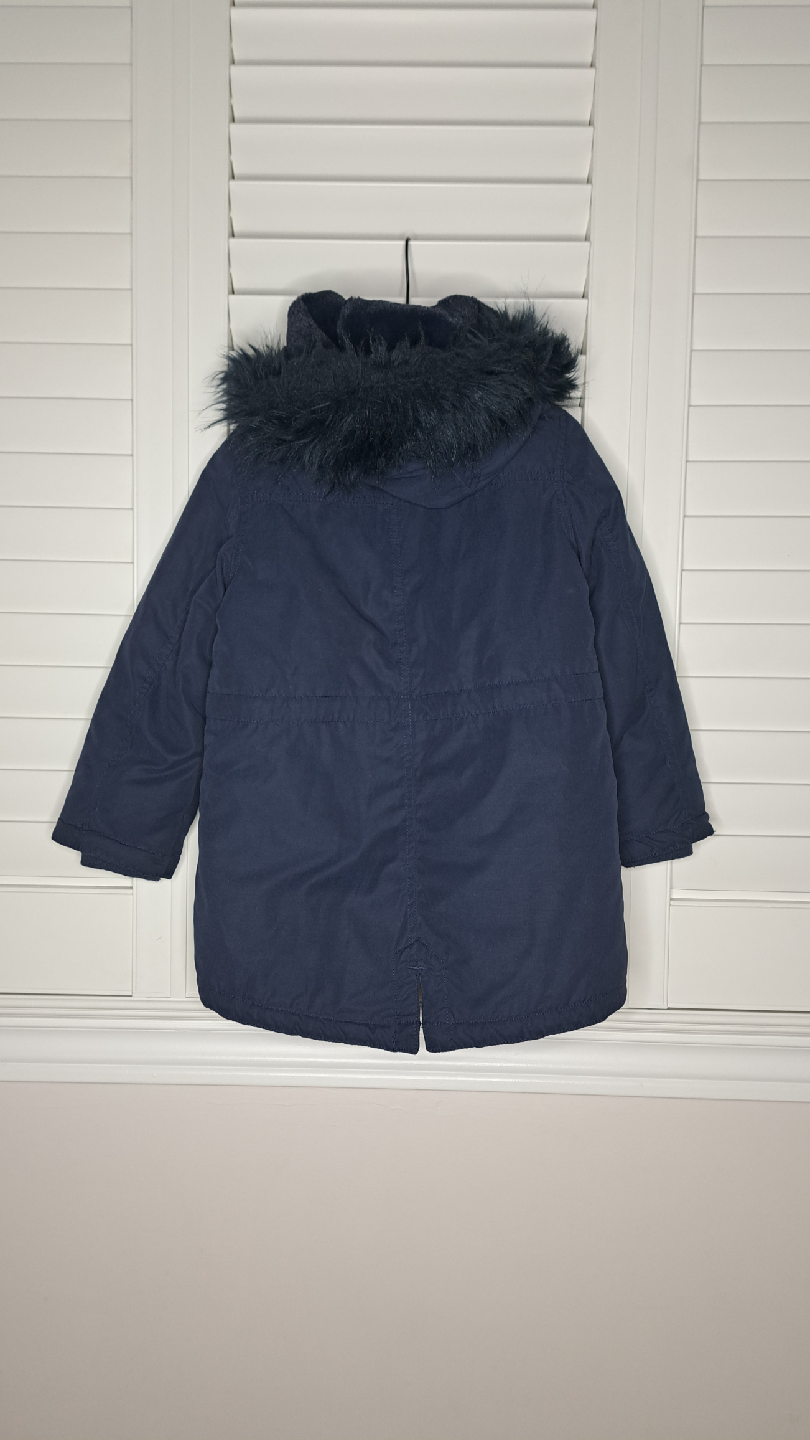 H&M Navy Blue Winter Parka with Fur Hood - photo 5