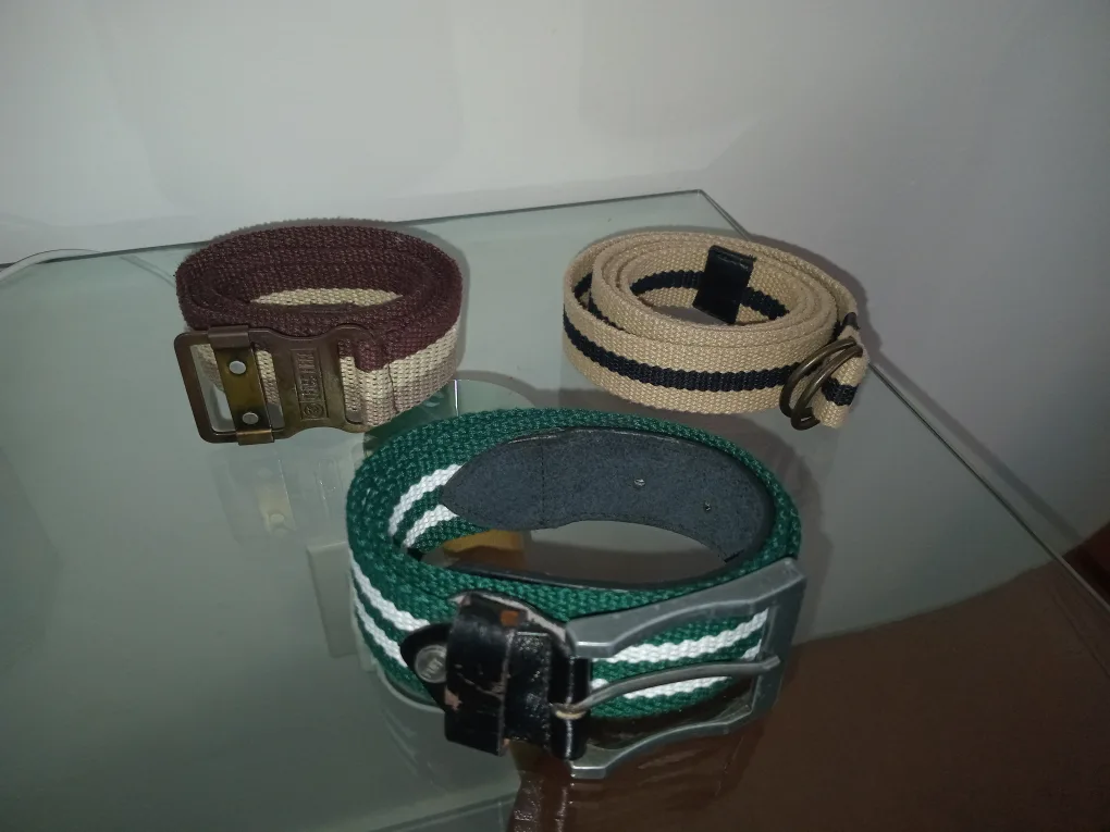 Assorted woven fabric Belts - Green, Brown, Beige image indicator(2)