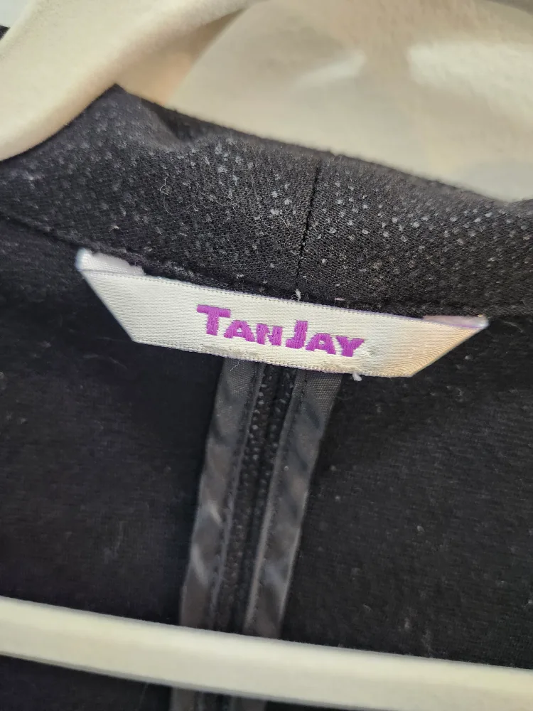 TanJay Black animal print texture draped cardigan jacket thumbnail
