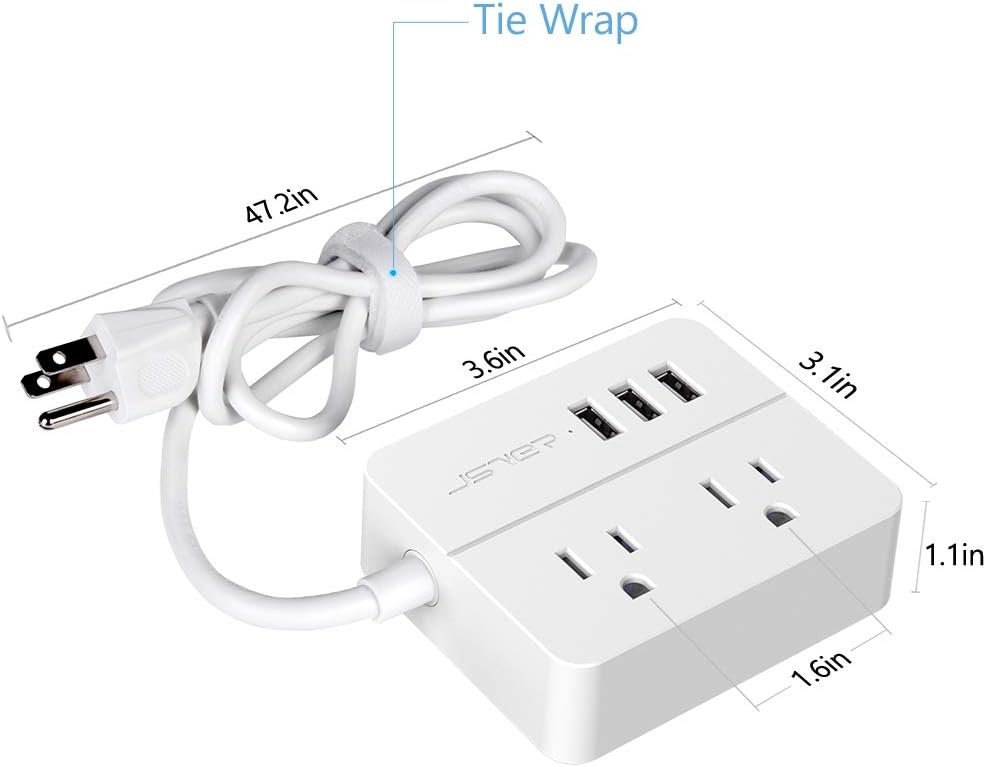 Mini USB Power Strip JSVER Travel Power Strip with 3 USB - photo 2