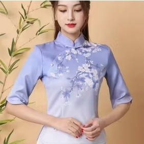 Lavender Floral Cheongsam Top