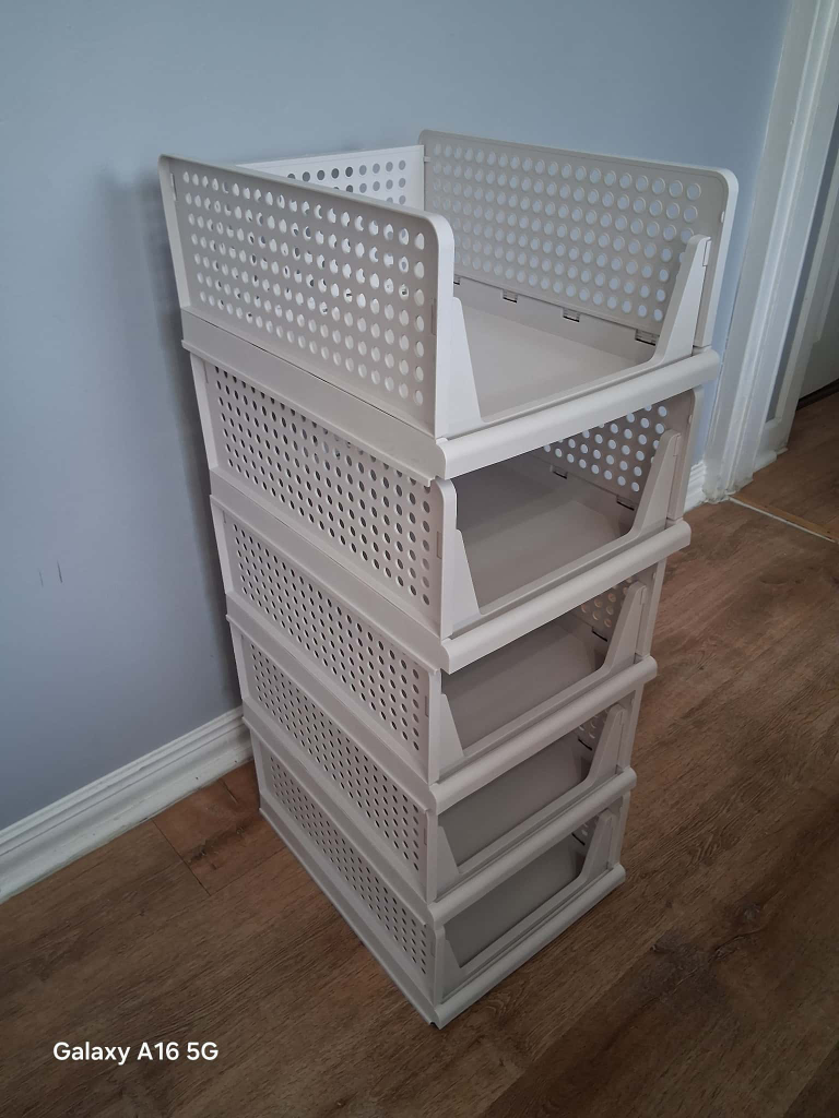 White Stackable Storage Baskets - 5 Tier - photo 3