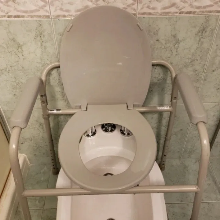 Drive Medical height adjustable portable Toilet w/Support Frame. thumbnail