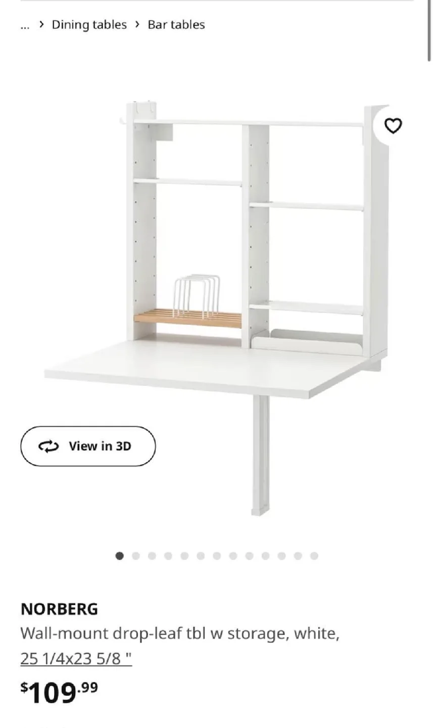 NEW IKEA NORBERG Wall-mounted drop-leaf table image indicator(8)