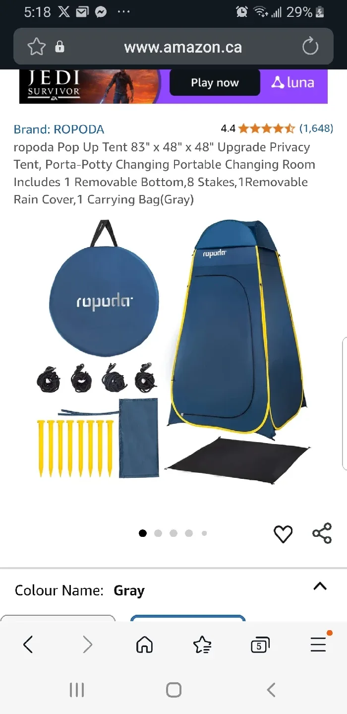 ROPODA Pop Up change Tent brand new thumbnail