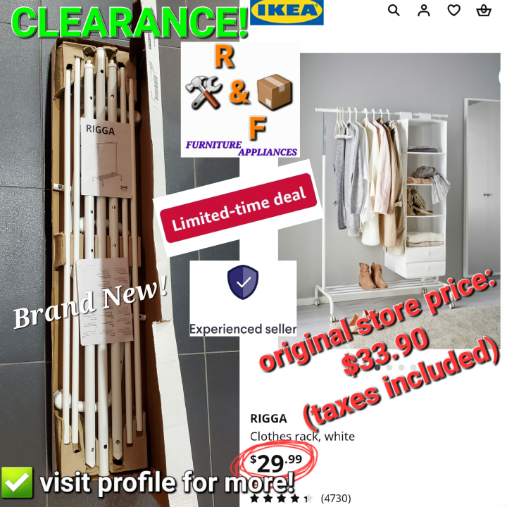 ➡️ IKEA Rigga Clothes Rack - White, Like New!
