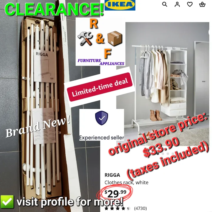 ➡️ IKEA Rigga Clothes Rack - White, Like New! thumbnail