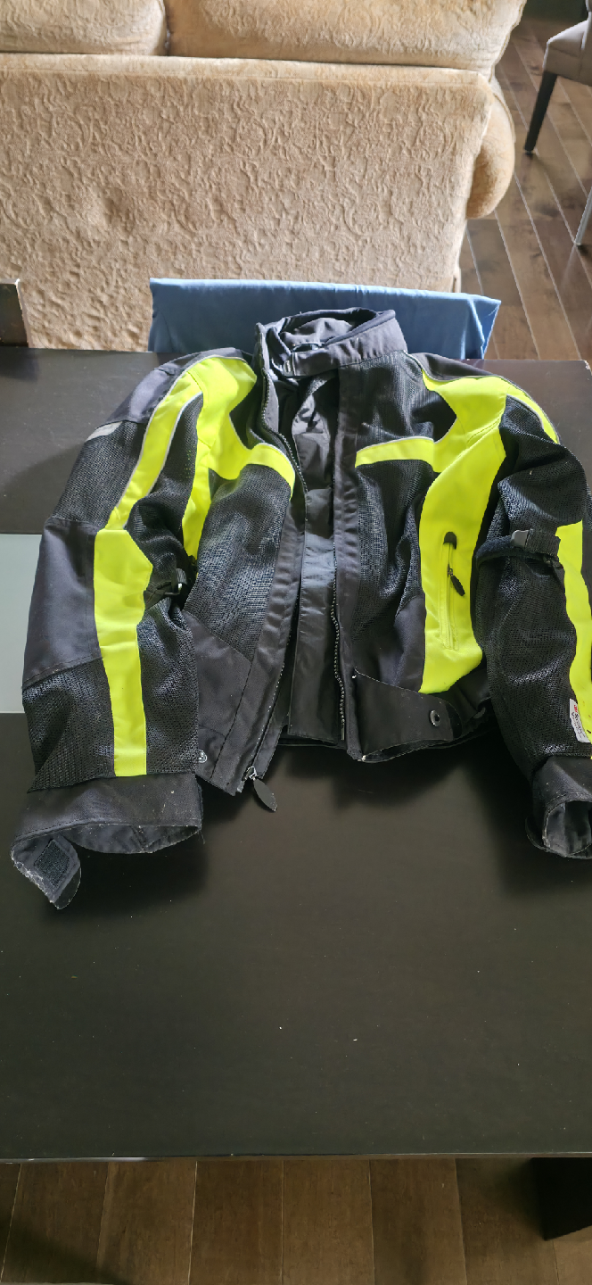 Olympia Motorcycle Riding Jacket - Black & Neon Yellow
