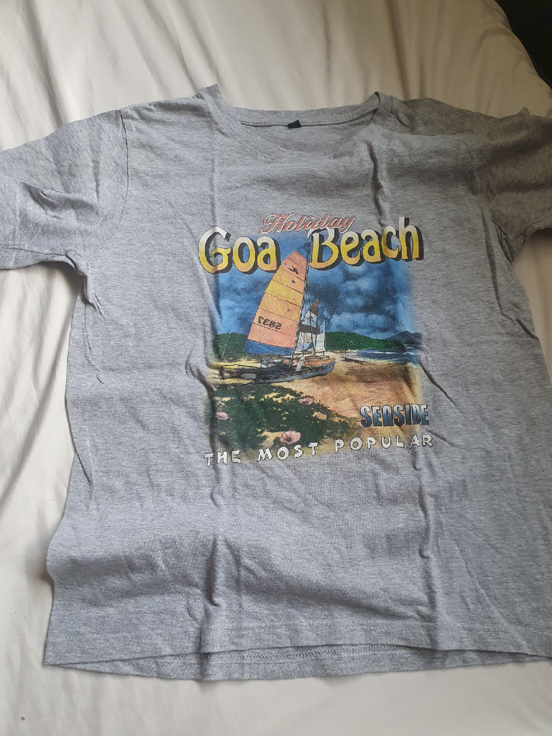 Goa Beach Graphic T-Shirt, Grey