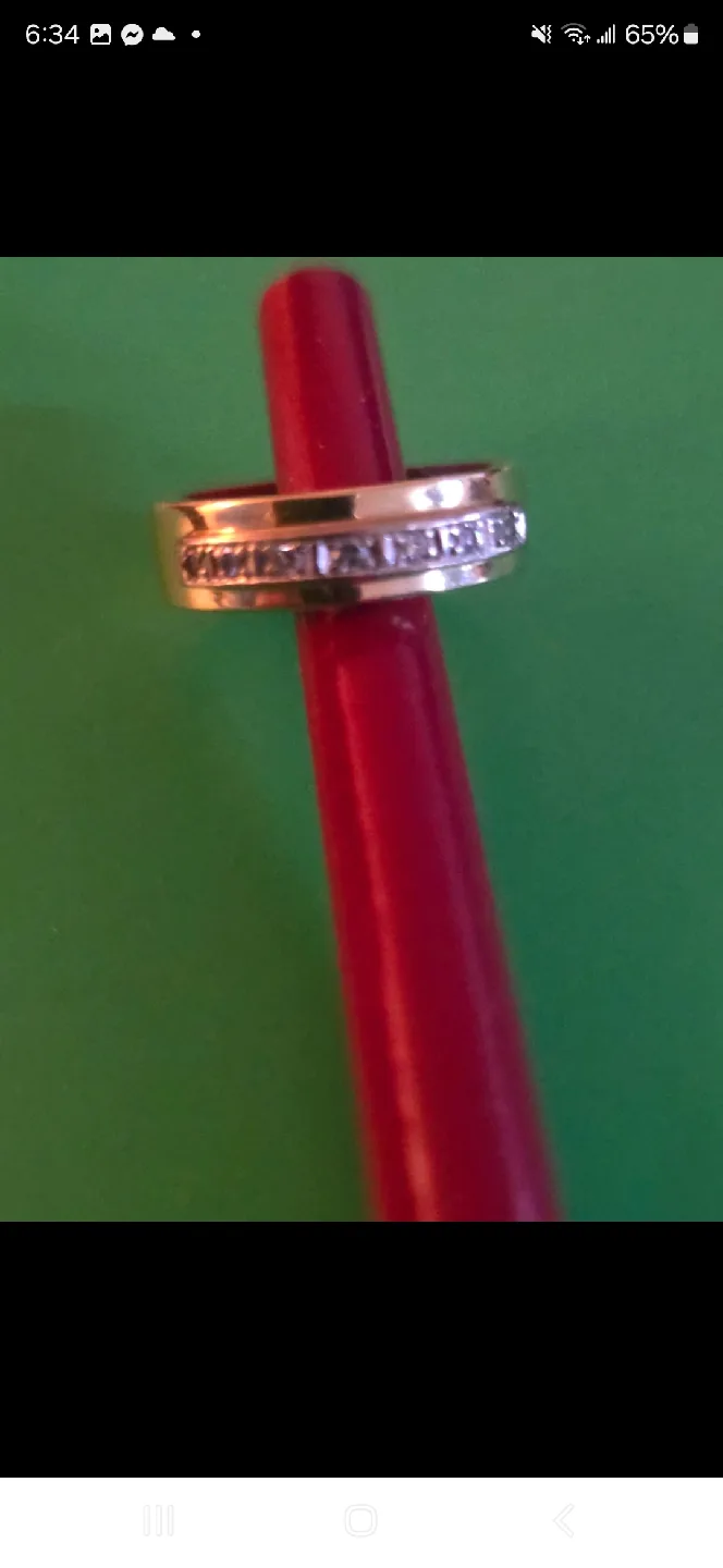 Gold Ring with diamonds-14 k image indicator(5)