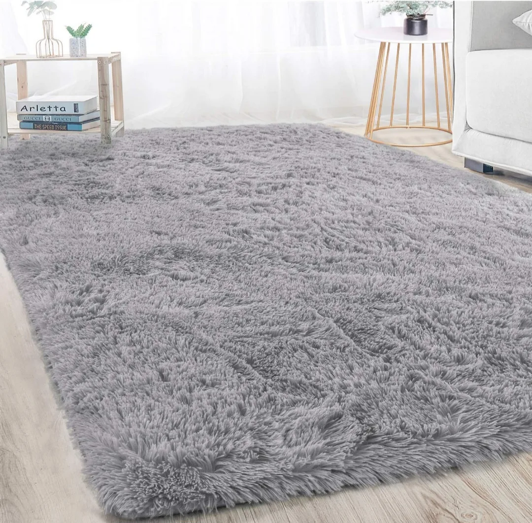 Grey Fluffy Area Rug - Super Soft Velvet Surface thumbnail