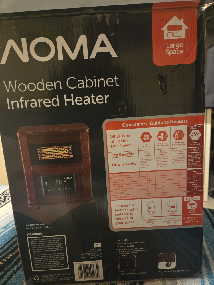 NOMA Wooden Cabinet Infrared Heater - photo 4