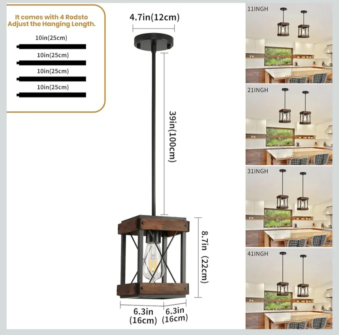 HOXIYA Farmhouse Pendant Light - 2 Pack image indicator(3)