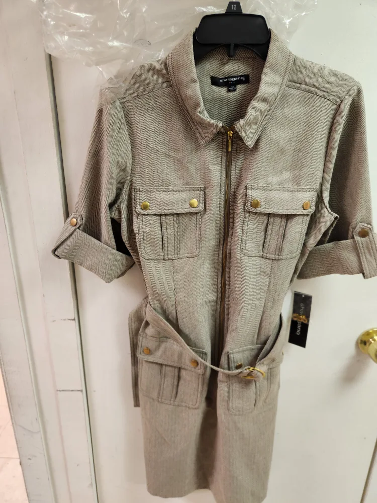 sharagano Herringbone Shirt Dress - Size 12 image indicator(2)