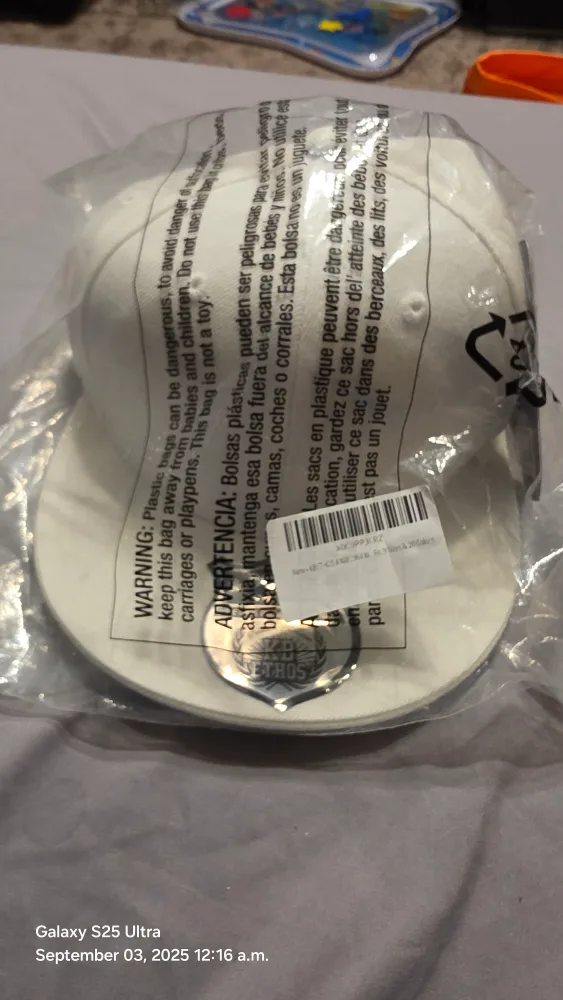 New KBETHOS White Fitted Flat-Bill Hat - Size 7 1/4 thumbnail