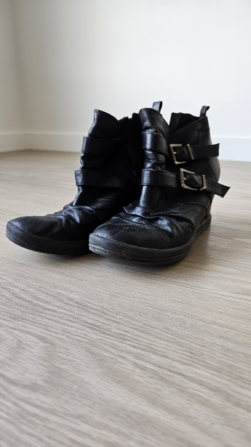 Black Ankle Boots with Buckle Detail