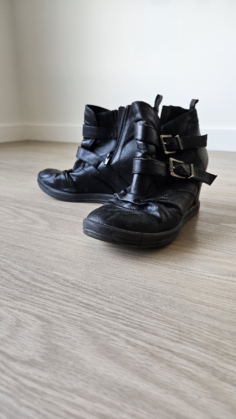 Black Ankle Boots with Buckle Detail - photo 2
