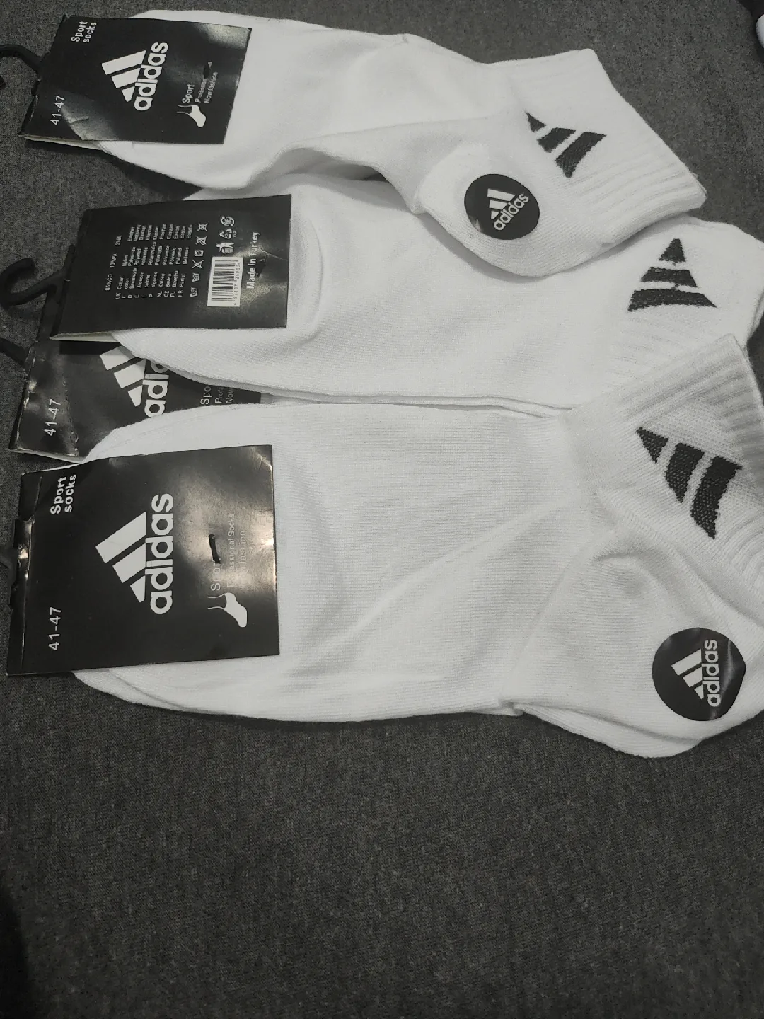 Adidas White Sport Socks, Size 41-47 image indicator(2)