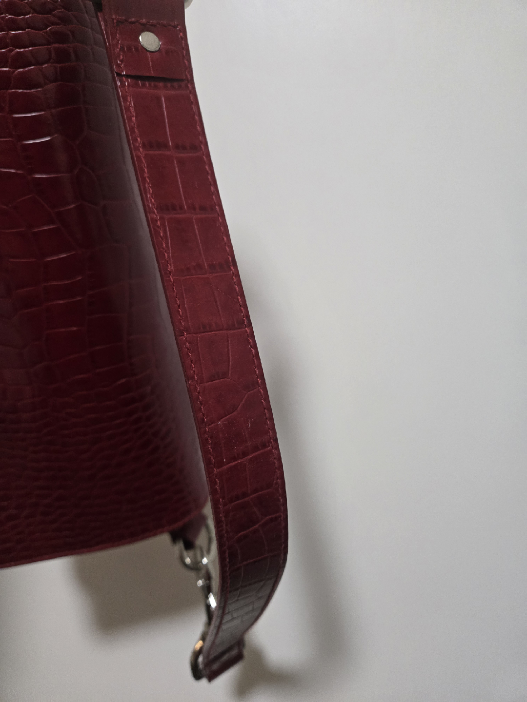 Ralph Lauren Burgundy Croc Embossed Shoulder Bag - photo 4