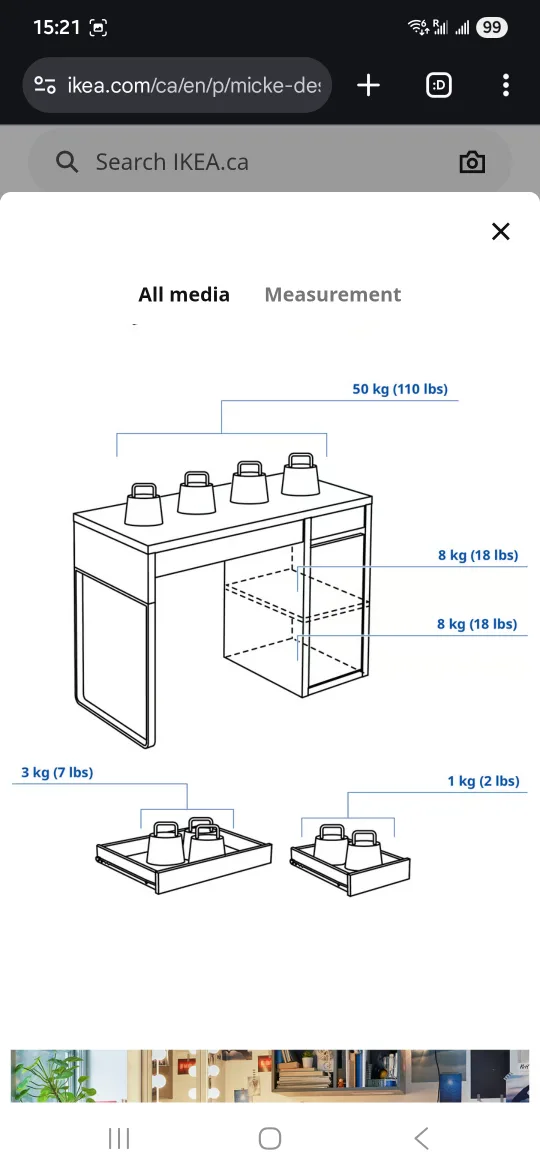 IKEA MICKE White Desk with Drawer and Cabinet image indicator(4)