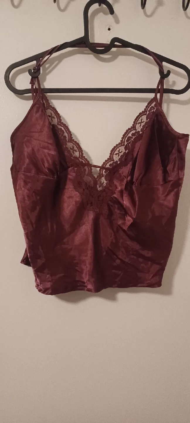 Burgundy Lace Cami Top thumbnail