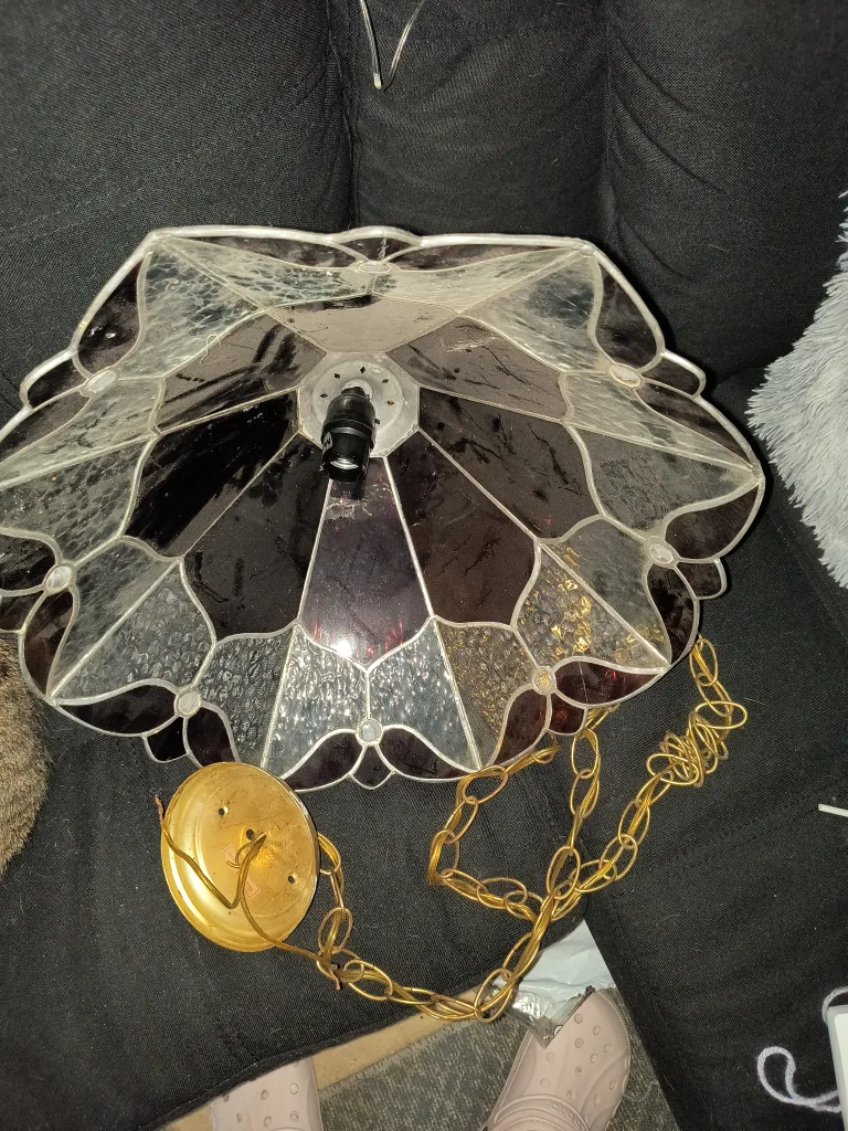 Vintage Stained Glass Hanging Lamp image indicator(3)