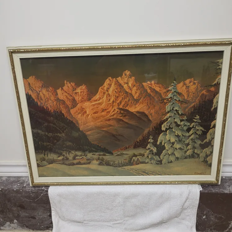 Framed Mountain Landscape Print thumbnail