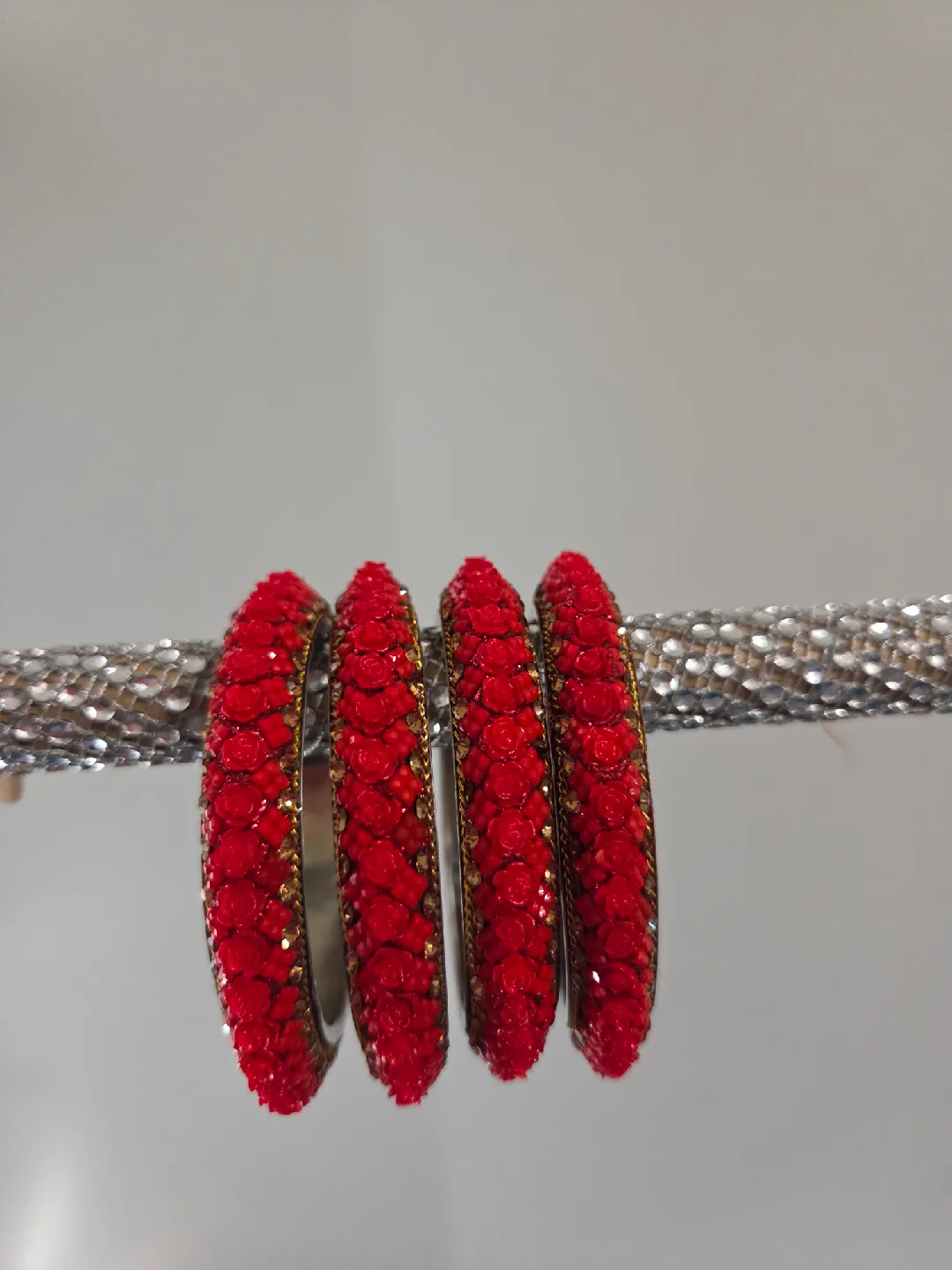 Set of 3 Bangles: Gold, Red, Silver image indicator(5)