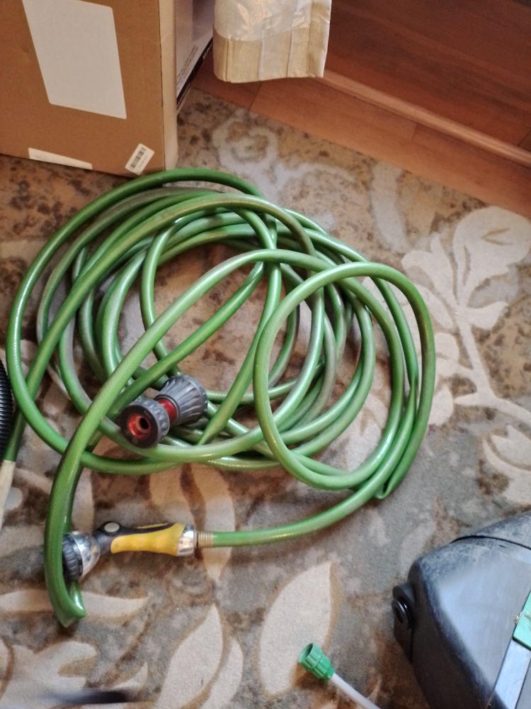 Green Garden Hose with Nozzles