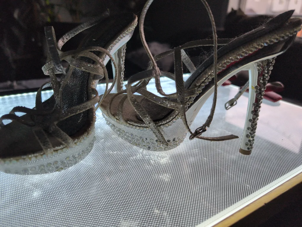Silver Strappy Heels - Size 6 thumbnail