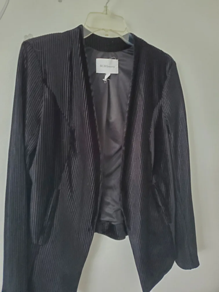 BCBGMAXAZRIA Black Ribbed Blazer - Size S thumbnail