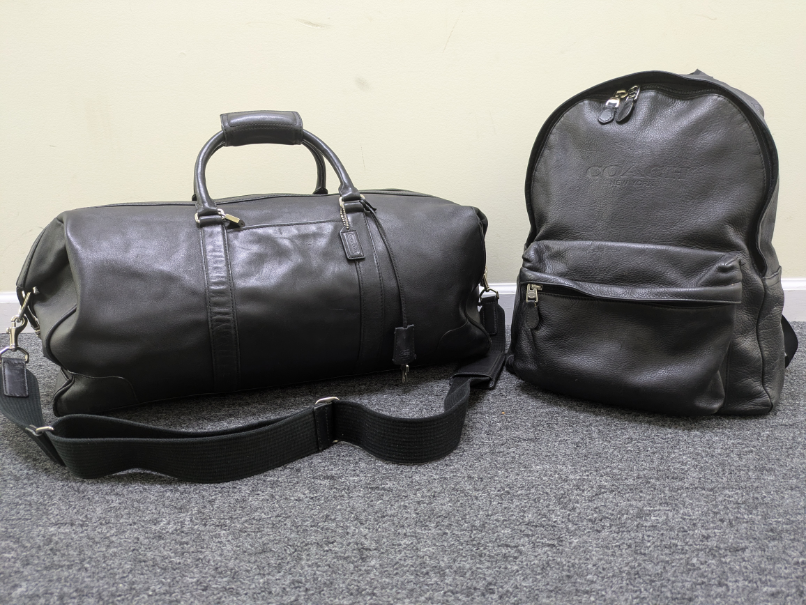 Authentic Black leather Coach weekender duffel bag & backpack
