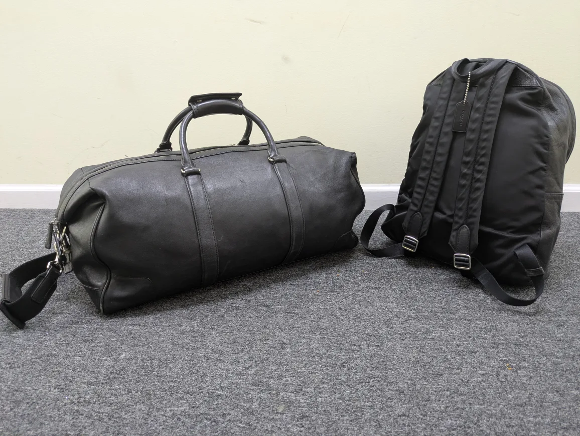 Authentic Black leather Coach weekender duffel bag & backpack image indicator(2)