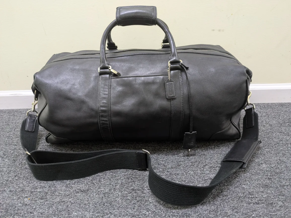 Authentic Black leather Coach weekender duffel bag & backpack image indicator(6)