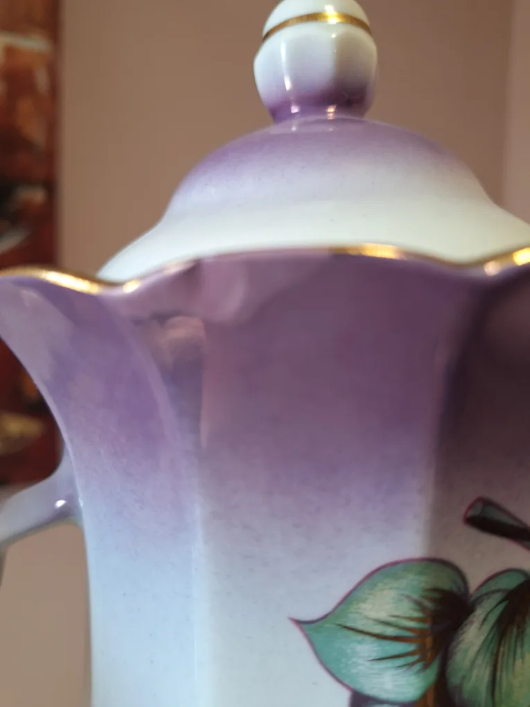 Vintage USSR Soviet Russian Tea Set purple lilac design 31 pcs image indicator(10)