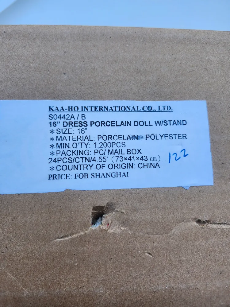 KAA-HO 16" Dress Porcelain Doll with Stand image indicator(3)